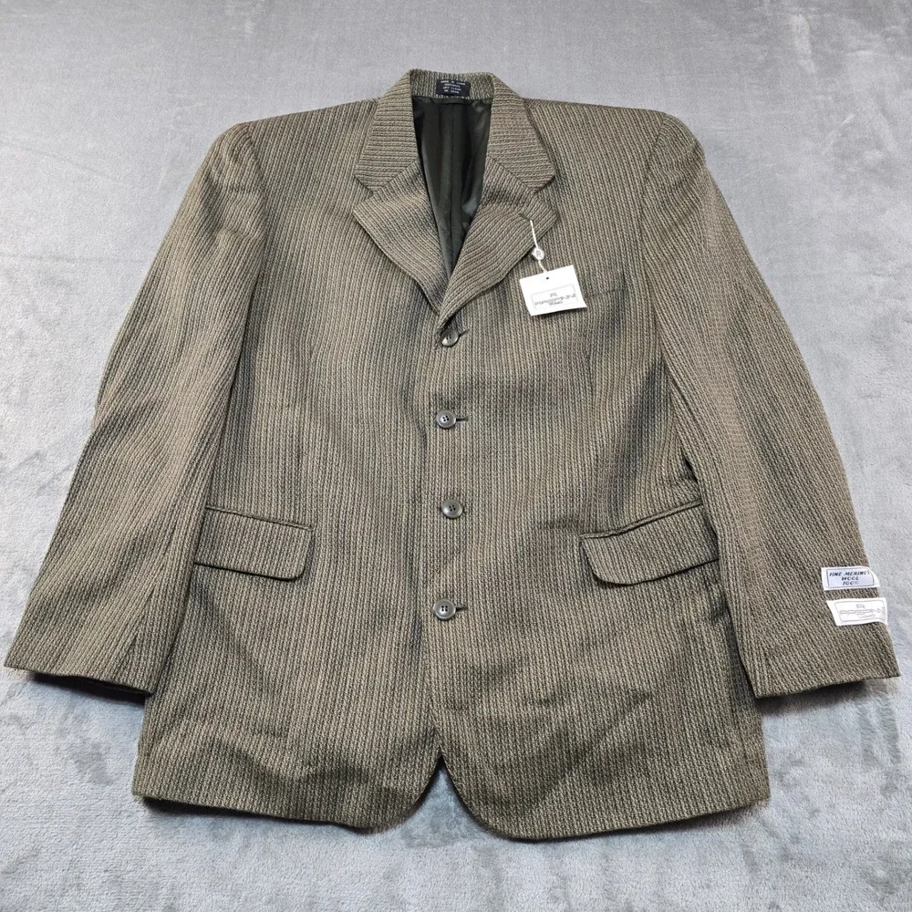 Raspini Uomo Blazer Mens 42R Olive Brown Merino Virgin Wool 4-Button Sport Coat